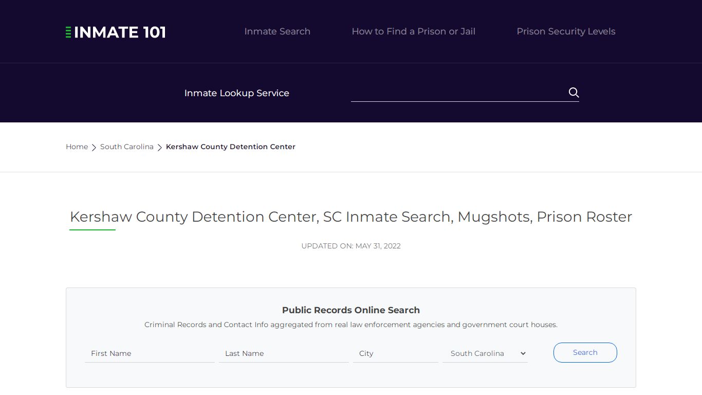 Kershaw County Detention Center, SC Inmate Search ...